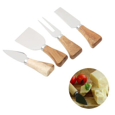 4pcsset Stainless Steel Cheese Cutter Bamboo Handle Cheese Slicer Wood Handle Cheese Cutter Set Collection Cheese Cutter