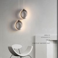 Fumi Modern LED Pendant Light Fixtures Ring Pendant Lighting for Bedroom Bathroom Living Room Small Hanging Pendant Light