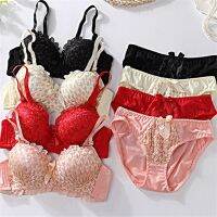 【CC】♨◎  Fashion and Panty Set Brassiere Push Up Thin Cup Briefs