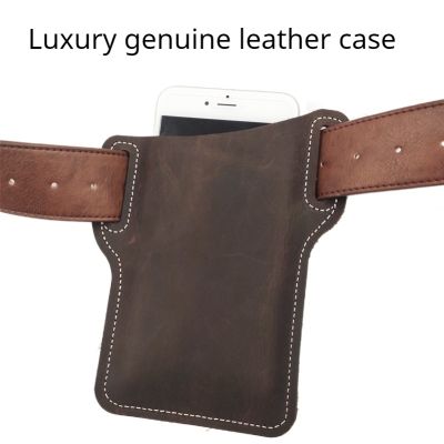 「Enjoy electronic」 Vintage Genuine Leather Cellphone Loop Holster Case Mens Belt Waist Bag Phone Case Phone Wallet Pouch for Samsung for IPhone