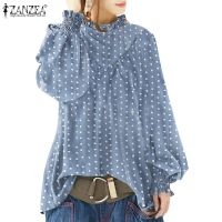 COD dhdfxcz ZANZEA Womens Korean Style Fashion Casual Long Puff Sleeve Polka Dot Printed Blouse