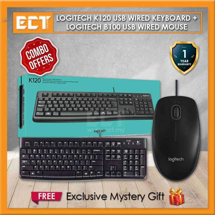 Logitech K120+B100 Classic Wired USB Keyboard and USB Mouse Combo Lazada