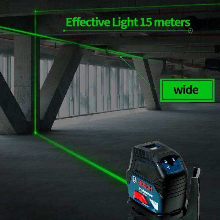 bosch-2เส้น15เมตร-gcl-2-15กรัมเส้นเลเซอร์สีเขียวการปรับระดับด้วยตนเองกากบาทและเลเซอร์ลูกดิ่งพร้อมที่ติดเลเซอร์อเนกประสงค์