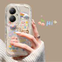 เคส Vivo Y27 4G กันกระแทกแบบใสเคสเยลลี่พร้อมเคสโทรศัพท์ขอบครีมตุ๊กตาสามมิติใสแบบ Diy ตัวปกป้องกล้องถ่ายรูป