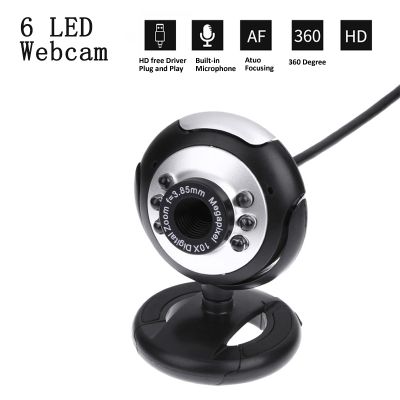 ■ 2021 HD Mini Webcam 360 Degree Computer Camera USB 2.0 50.0M 480P 6 LED Webcam With MIC For PC Laptop Video Recording Web Camera