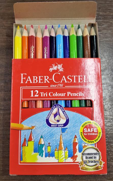 Faber-Castell 12 Short Tri Couleur Crayons 