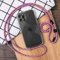 Casing Ponsel Transparan Tali Kalung Selempang untuk iPhone 14 13 12 MiNi 11 Pro XS Max X XR Penutup Lunak Bening Tahan Benturan