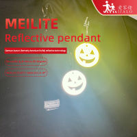 MEILITE 500แสงเทียนสะท้อนแสงฮาโลวีนฟักทองจี้เสน่ห์กระเป๋าอุปกรณ์แขวนพวงกุญแจสะท้อนแสงสำหรับความปลอดภัยทางถนน