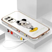 Hontinga Casing Case For OPPO A54 2021 2020 Case Cartoon Mickey Mouse Luxury Chrome Plated Soft TPU Square Phone Case Full Cover Camera Protection Anti Gores Rubber Cases For Girls