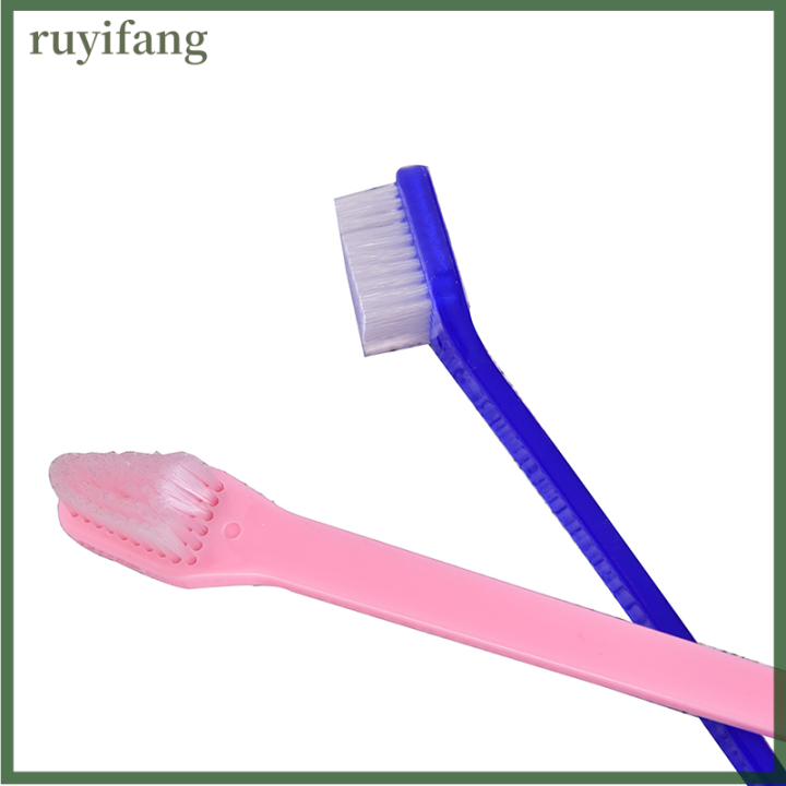 ruyifang-แปรงสีฟัน2ด้านสำหรับสุนัขแปรงสองด้านทันตกรรมสำหรับสัตว์เลี้ยงช่วยลดคราบจุลินทรีย์