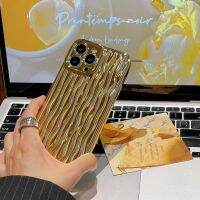 เคสสำหรับไอโฟนโทรศัพท์ TPU แบบน่มเม็ดหยักสีทองเคลือบอิเล็คโทรเพลทสุดเท่แฟชั่น15 Promax 14 Pro Max 15 14 13 13 Pro Max 12 Pro Max 11 Pro Max Xr X Xs