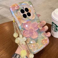 เหมาะสำหรับ Huawei Mate50pro บลูเรย์ภาพวาดสีน้ำมัน Mate40pro เคสโทรศัพท์ภาพดอกไม้ P60pro พรีเมี่ยม MarshMageegDyMvP