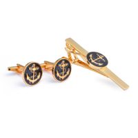 Fashion New French Style Cufflinks Blue Black Gold Color Anchor Cuff Links Tie Clip Business Cocktail Party Mens Accessories Cuff Link