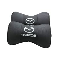 VEHICAR 1PC Car Original Genuine Leather Headrest Neck Pillow Auto Neck Pillow Logo knitting For Mazda Auto Pillow Accessories