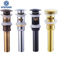 Drains Bathroom Parts Brass Pop Up Drain Lavatory Vessel Vanity Sink Drains Black/Chrome/Gold Bathroom Accessories Kmmoun