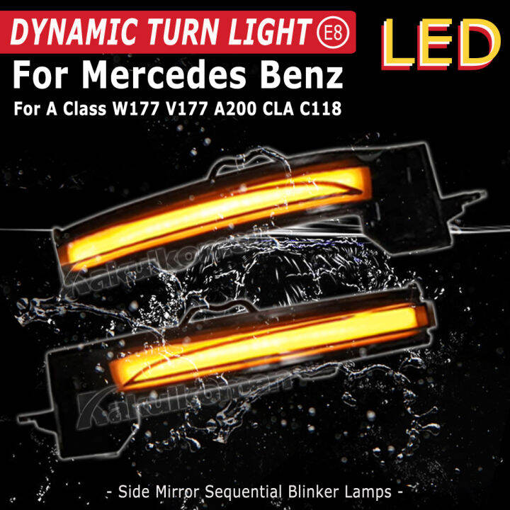 led-แบบไดนามิกเลี้ยวเลี้ยวกระจกมองข้างตัวบ่งชี้ลำดับแสงสำหรับ-benz-a-คลาส-w177-v177-a200-cla-c118-2020-21