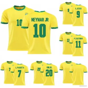 World Cup 2022 Neymar Football Jersey Brazil National Team Home Jersey for  Adults (No. 3/5/10/11/17/20)