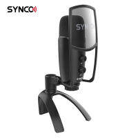 SYNCO CMic-V2 USB คอนเดนเซอร์ไมโครโฟนไมค์ Cardioid 192กิโลเฮิร์ตซ์24bit ปุ่มเดียวปิดเสียงการตรวจสอบเวลาจริงสำหรับการประชุมทางวิดีโอ