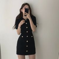 French cold wind slim slimming buttocks knitted dress