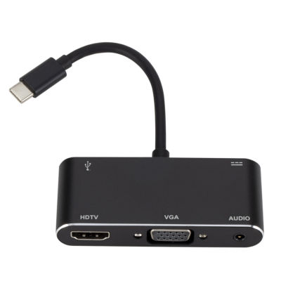 LccKaa 4K Type-C to HDMI-compatible VGA USB 3.0 Hub 1080P Adapter 3.5mm Jack USB 3.0 with PD Power for MacBook Pro Laptop Phone