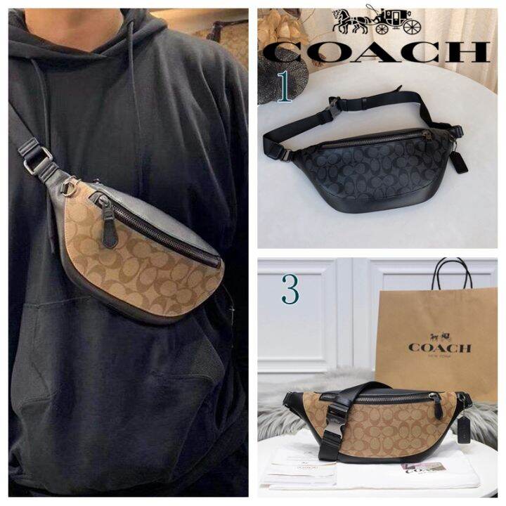 Coach waist bag men fashion leather crossback chest bag classic