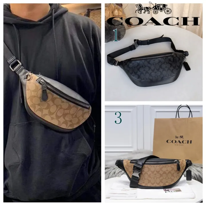 Coach waist bag men fashion leather cross-back chest bag classic presbyopia  leather large capacity 78777 | Lazada PH