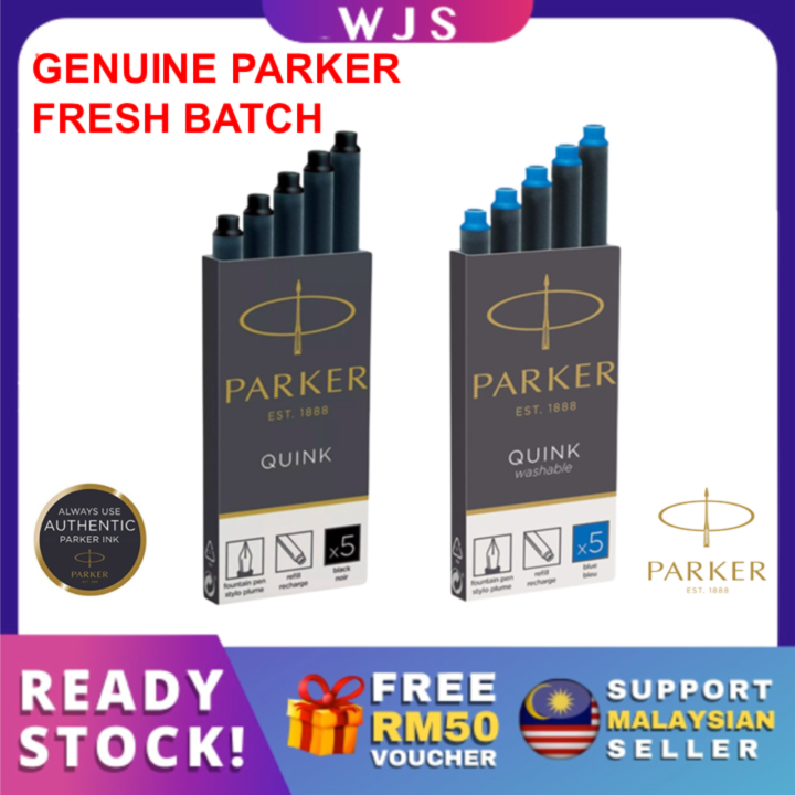 GENUINE PARKER) WJS Parker Quink Fountain Pen Ink Cartridges