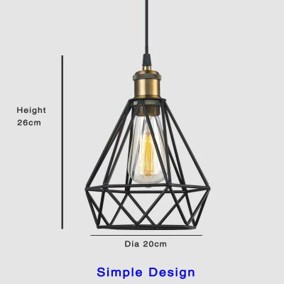 Vintage Pendant Light Black Iron Rope Lamp Russia Loft Cage Light Design for Kitchen Dining Bedroom with E27 Edison Lamp Holder