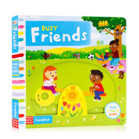 English original picture book busy series friends young childrens interpersonal EQ cultivation young childrens English Enlightenment early education organ operation cardboard game book exercise finger flexibility produced by Campbell