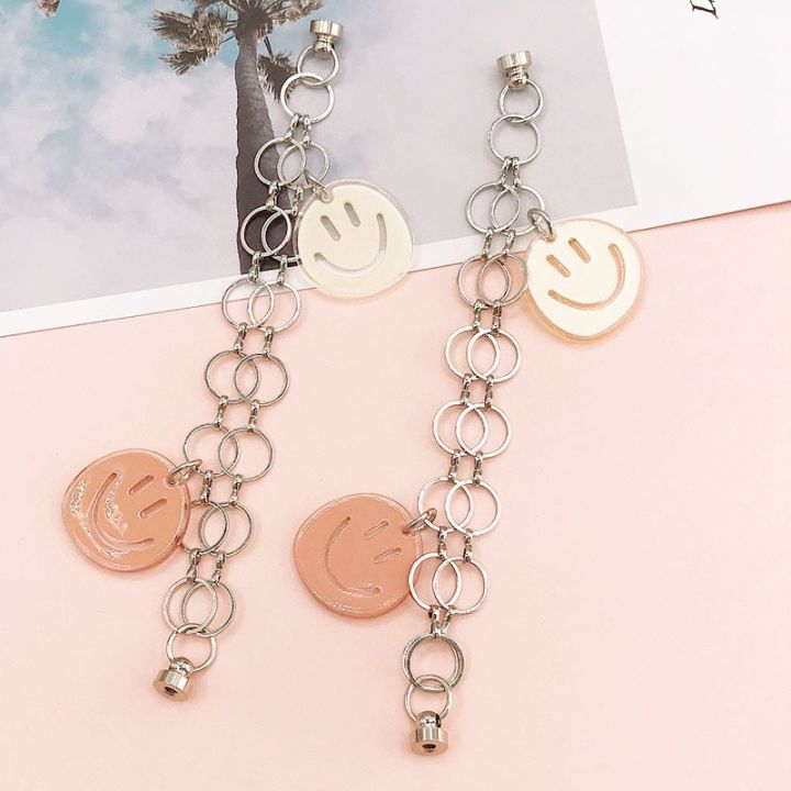 cod-yi-lian-new-acrylic-face-double-chain-bracelet-mobile-phone-shell-ornaments-diy-accessories-hole-shoes-decoration