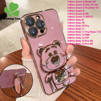 เคสโทรศัพท์ชุบโลหะด้วยไฟฟ้าสำหรับ Infinix Smart 4 4c 5 5 Pro 6 6 HD 7 X6515 Note 8i 10 10 Pro 11 11 Pro 12 G96 12 VIP 12 Pro Hot 10 Lite เคสโทรศัพท์ดิสนีย์10i ร้อนลายหมีสตรอเบอร์รี่กระจกแต่งหน้า