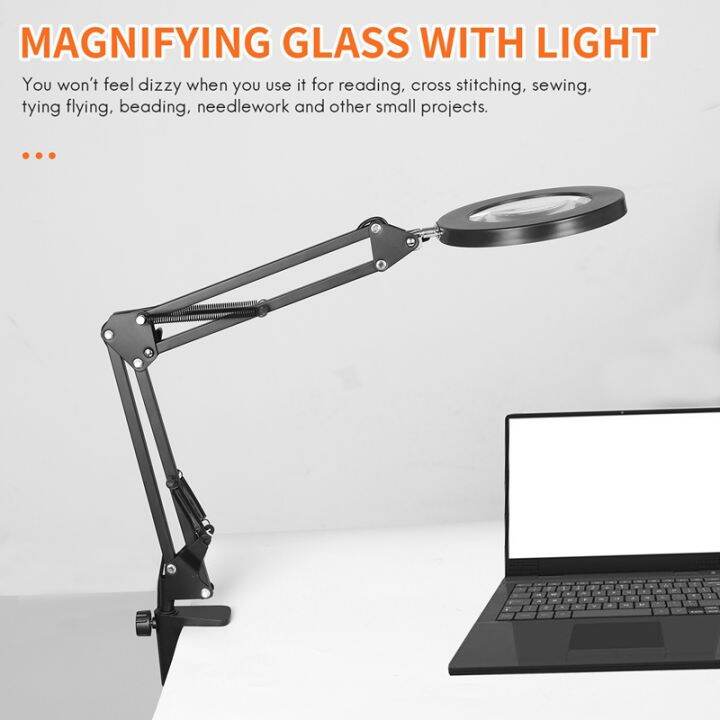 led-magnifying-lamp-with-clamp-10-levels-dimmable-3-color-modes-5-diopter-real-glass-lens-adjustable-swivel-arm-lighted-magnifier-light-for-desk-table-craft-workbench