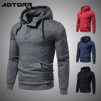 2022 Men Hooded Sweatshirt Fashion Lapel Pullover Casual Zipper Button Hoodies Mens Casual Solid Color Jogging Sweatshirts