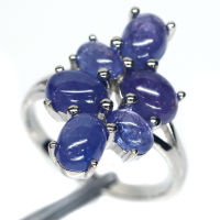 แหวนพลอยแท้ แทนซาไนต์(tanzanite) เงินแท้ 925 ชุบทองคำขาว ไซร์แหวน 7.75