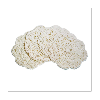 4 ชิ้น 8.6 นิ้ว Doilies โครเชต์รอบลูกไม้ Doily แฮนด์เมด Placemats ผ้าฝ้ายโครเชต์ Coasters (สีเบจ)-mu xuan trade