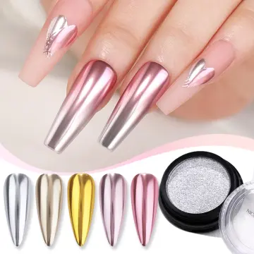 Nail Art Mirror Powder Gold Champagne Silver Pink Metal Effect Nail Glitter  Dust