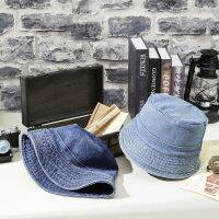 2023 Hight Quality Denim Wash Flat Top Bucket Hats Lady Leisure Sun Cap Man Outdoors Fisherman Hat 56-59Cm