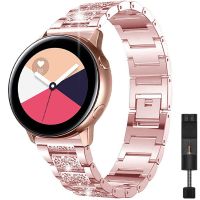 [Hot K] สายรัดสำหรับ Samsung Galaxy Watch 3 4 41/45MM Huawei แบบคลาสสิก Amazfit GT3/2 42Mm 46Mm สร้อยข้อมือเพชรผู้หญิงโลหะ