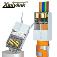 xintylink new CAT8 CAT7 CAT6A rj45 connector 50U ethernet cable plug network SFTP FTP STP shielded jack pass through 1.5mm hole Cables