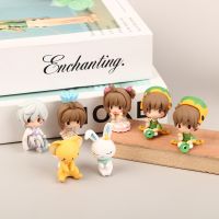 6ชิ้นการ์ดเกมซากุระกาชาปุน LI SYAORAN KINOMOTO Sakura CERBERUS Action FIGURE Anime ของเล่นโมเดลสะสม