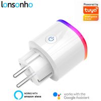 Lonsonho Tuya Smart WiFi Plug Socket EU UK US AU Outlet With RGB Night Light Smartlife Alexa Google Home Compatible Ratchets Sockets