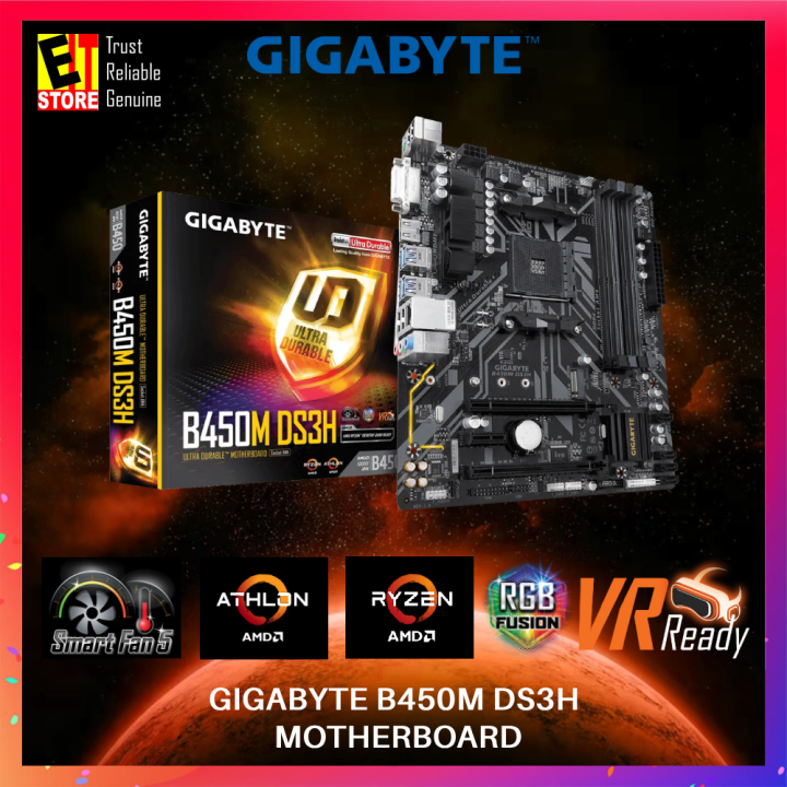 GIGABYTE B450M DS3H WIFI AMD B450 CHIPSET MOTHERBOARD RGB FUSION 2.0