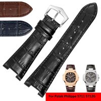 Genuine Leather Watch Band For Patek Philippe 5711 5712G Nautilus Watchs Men And Women Special Notch Watch Strap 25mmx12mm