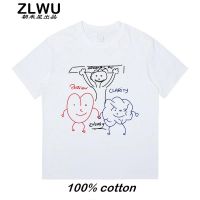 2023 High quality new style ZLWU Arteta PPT hand-painted Tazios winning elements pure cotton white short-sleeved T-shirt mens and womens basic model