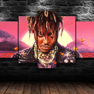 Juice Wrld Rapper Canvas Wall Art Print Home Decor 5 Panel HD Print Pictures Poster Paintings Room Decor No Framed 5 Pieces