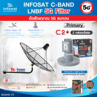 Thaisat C-Band 1.5M (ขางอยึดผนัง) + infosat LNB 2จุด รุ่น C2+ (5G) ตัดสัญญาณรบกวน