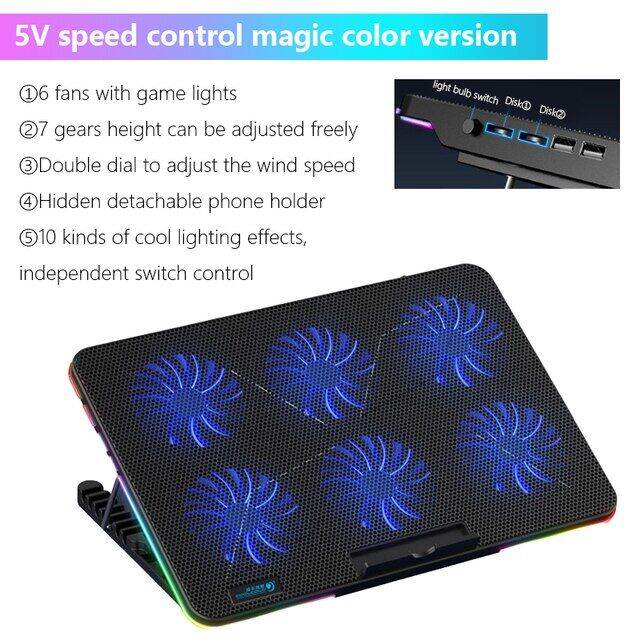 RGB Laptop Cooling Pad Gaming Laptop Cooler Laptop Fan Cooling Stand ...