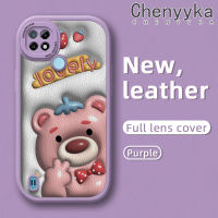 เคส Chenyyyka สำหรับ Realme C21 C21Y เคส C25Y การ์ตูน3D หมีน่ารักเคสใส่โทรศัพท์หนังกันกระแทกลวดลายใหม่เคสซิลิโคนนิ่มเลนส์กล้องถ่ายรูปเคสป้องกันทุกอย่าง