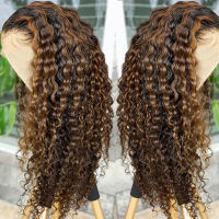 Wholesale Highlight Wig Brown Deep Curly Pre Plucked Transparent 13x4 Lace Frontal Wigs Piano Color Honey Blonde Human Hair Wigs