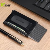 RFID Business Credit Card Holder Men Multifunction Automatic Aluminium Alloy Leather Cards Case Mini Wallet Slim Coin Purse Card Holders